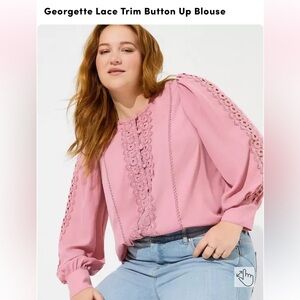 Torrid Blush Lace Detail Blouse